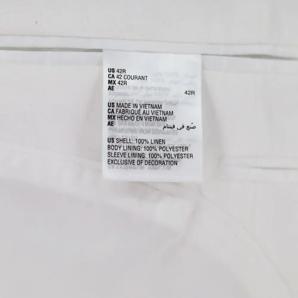 Bar III Men's White Textured Linen Summer Casual Slim-Fit Suit Jacket Size 42R
